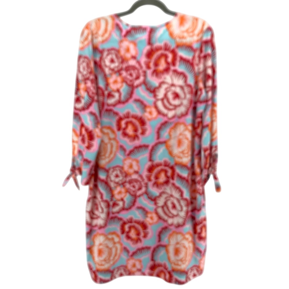 Stella Parker Beautiful Begonias Floral UPF 50 Shift Dress Pink Orange Large